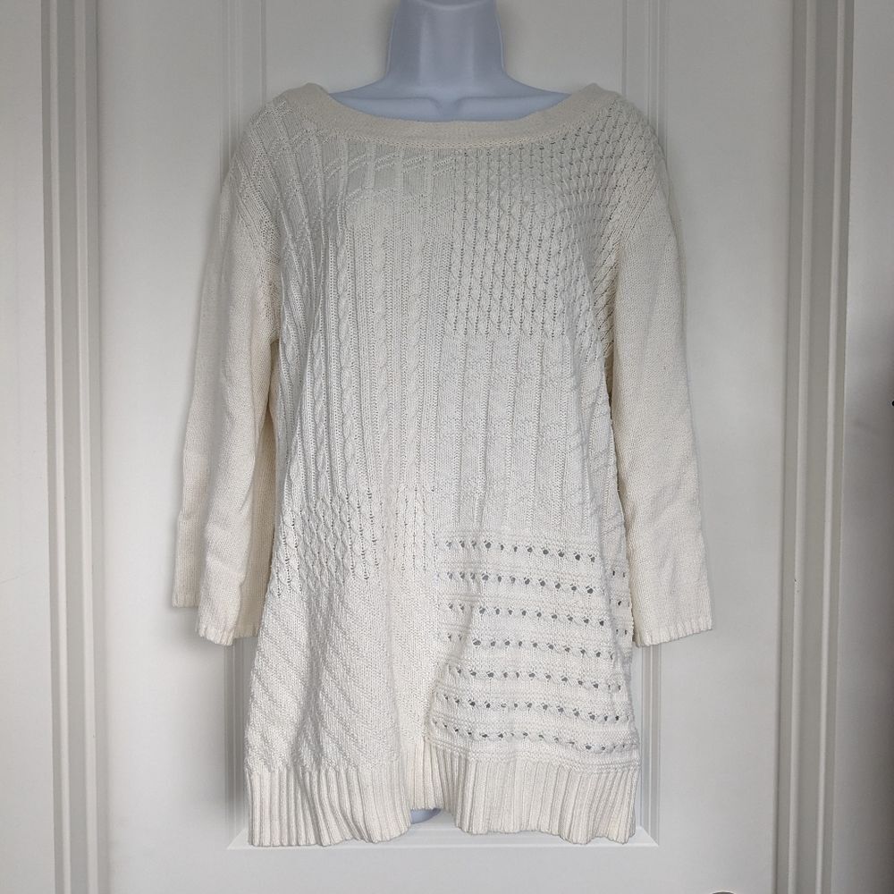 Karen Scott Knit White Pullover Sweater Size XL